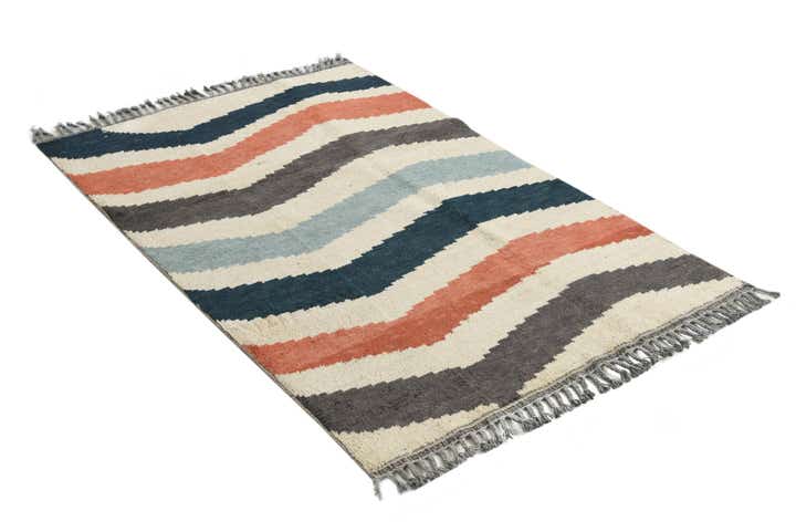 4' 2 x 6' 5 Hand Knotted Moroccan Wool Rug