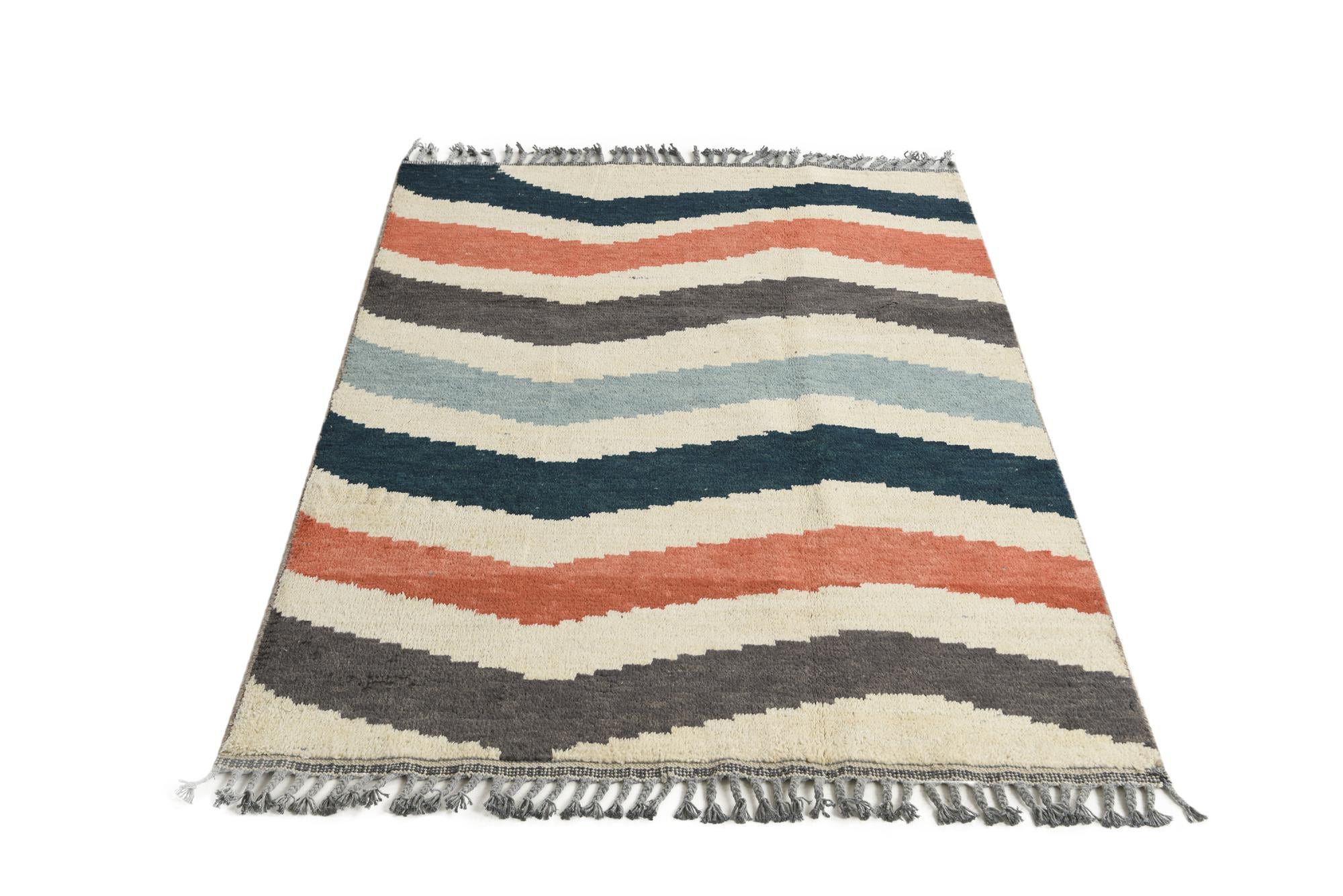 4' 2 x 6' 5 Hand Knotted Moroccan Wool Rug