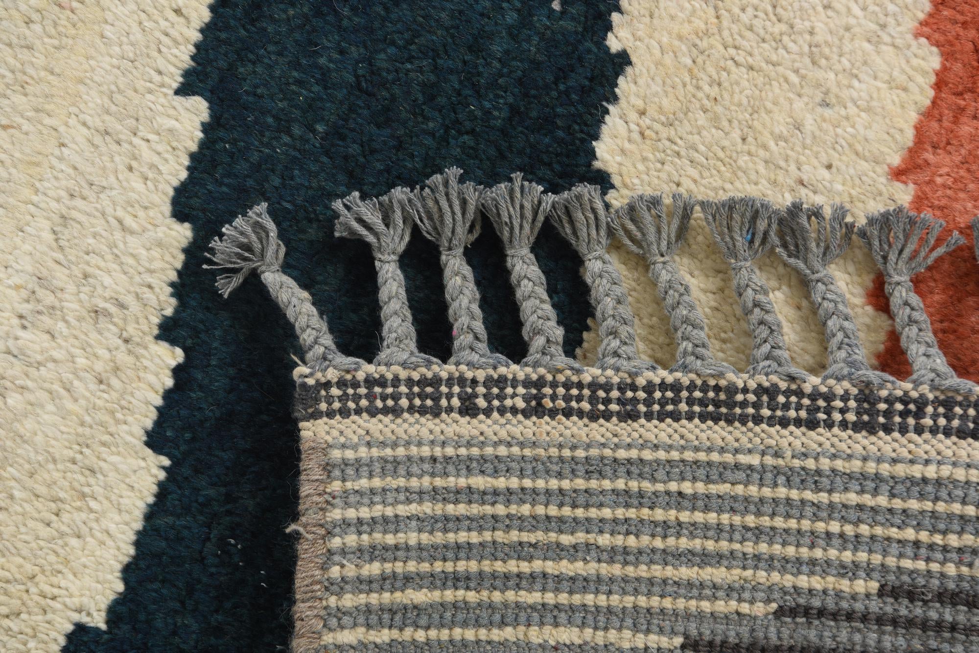 4' 2 x 6' 5 Hand Knotted Moroccan Wool Rug