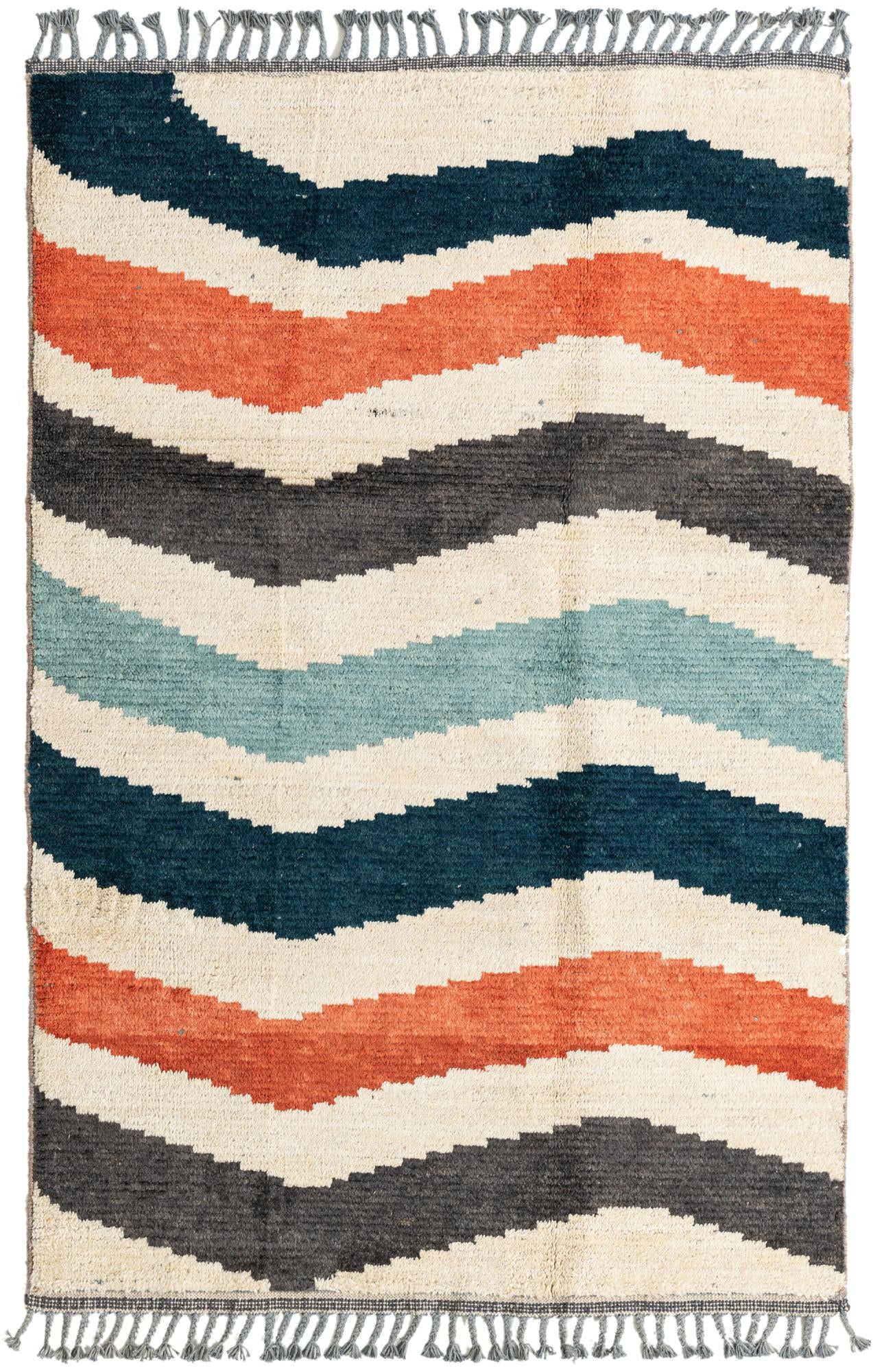 4' 2 x 6' 5 Hand Knotted Moroccan Wool Rug
