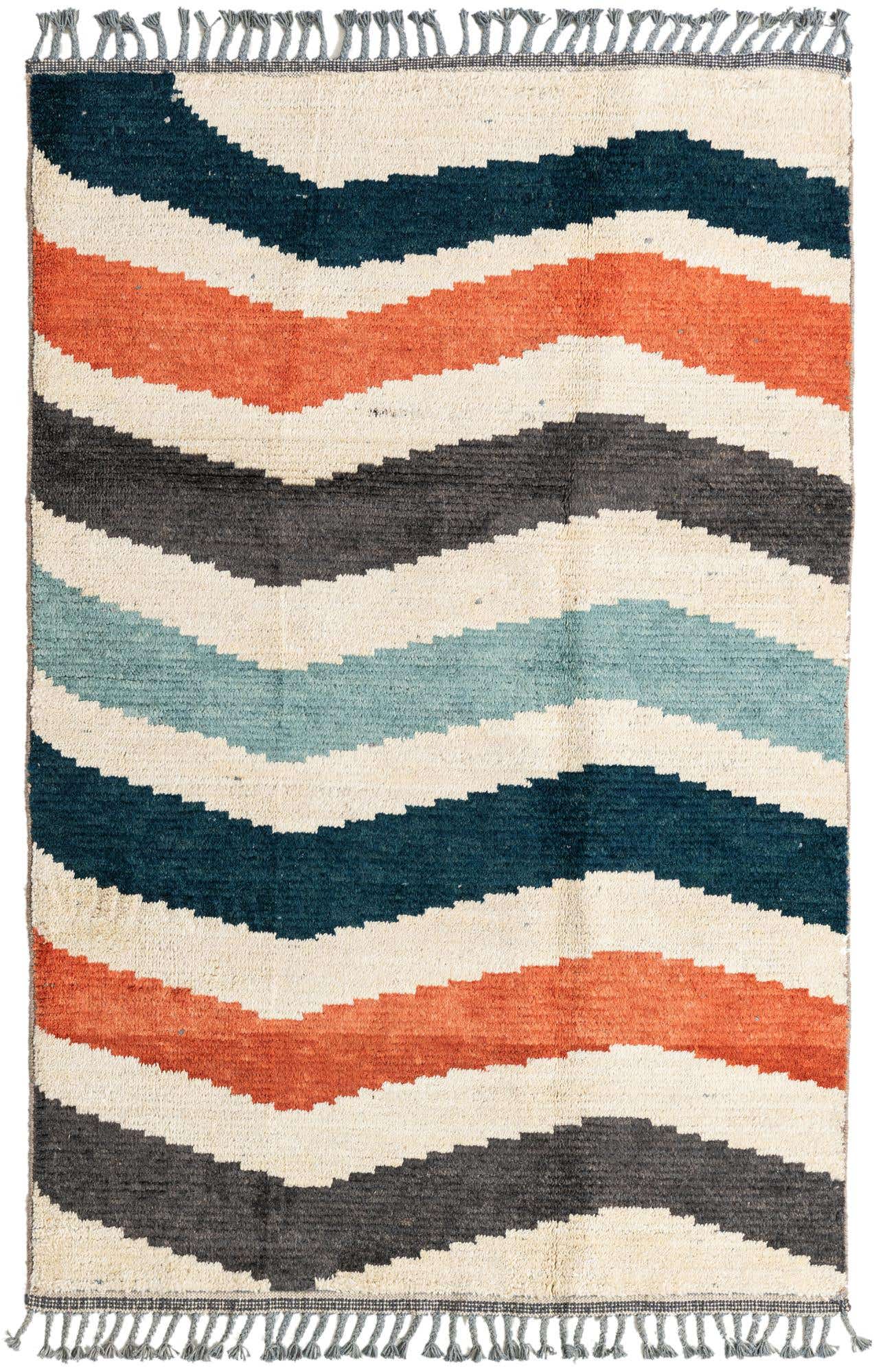 4' 2 x 6' 5 Hand Knotted Moroccan Wool Rug