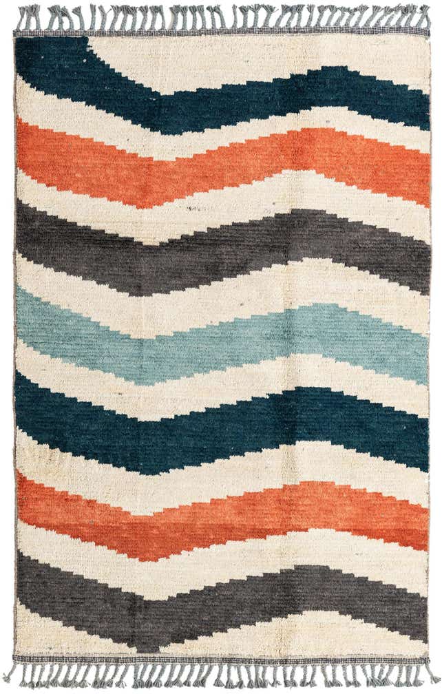 4' 2 x 6' 5 Hand Knotted Moroccan Wool Rug