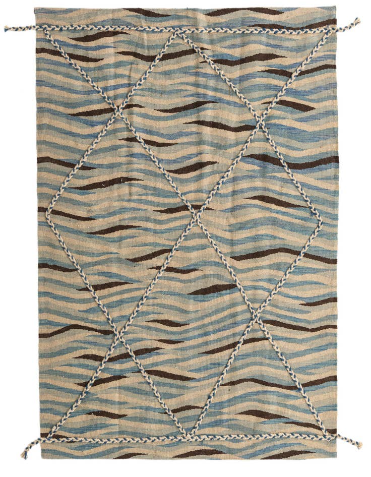 Detail image of 4' 8 x 6' Hand Knotted Moroccan Wool Rug