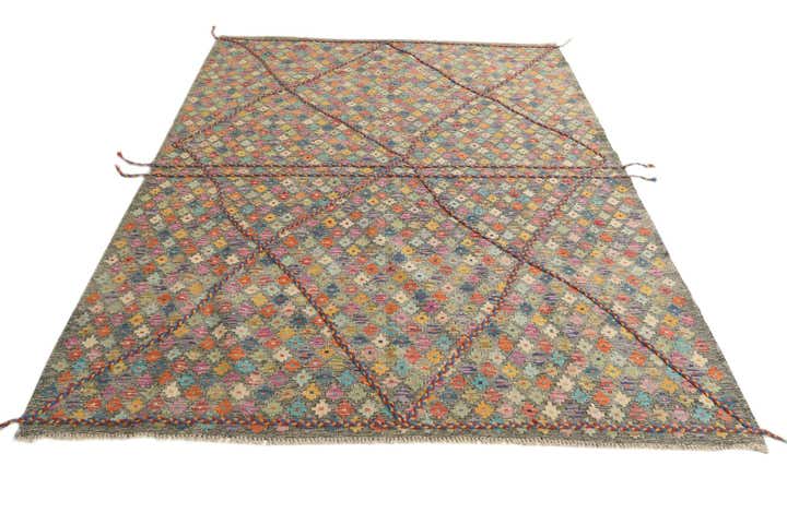 6' 2 x 8' 1 Hand Knotted Moroccan Wool Rug