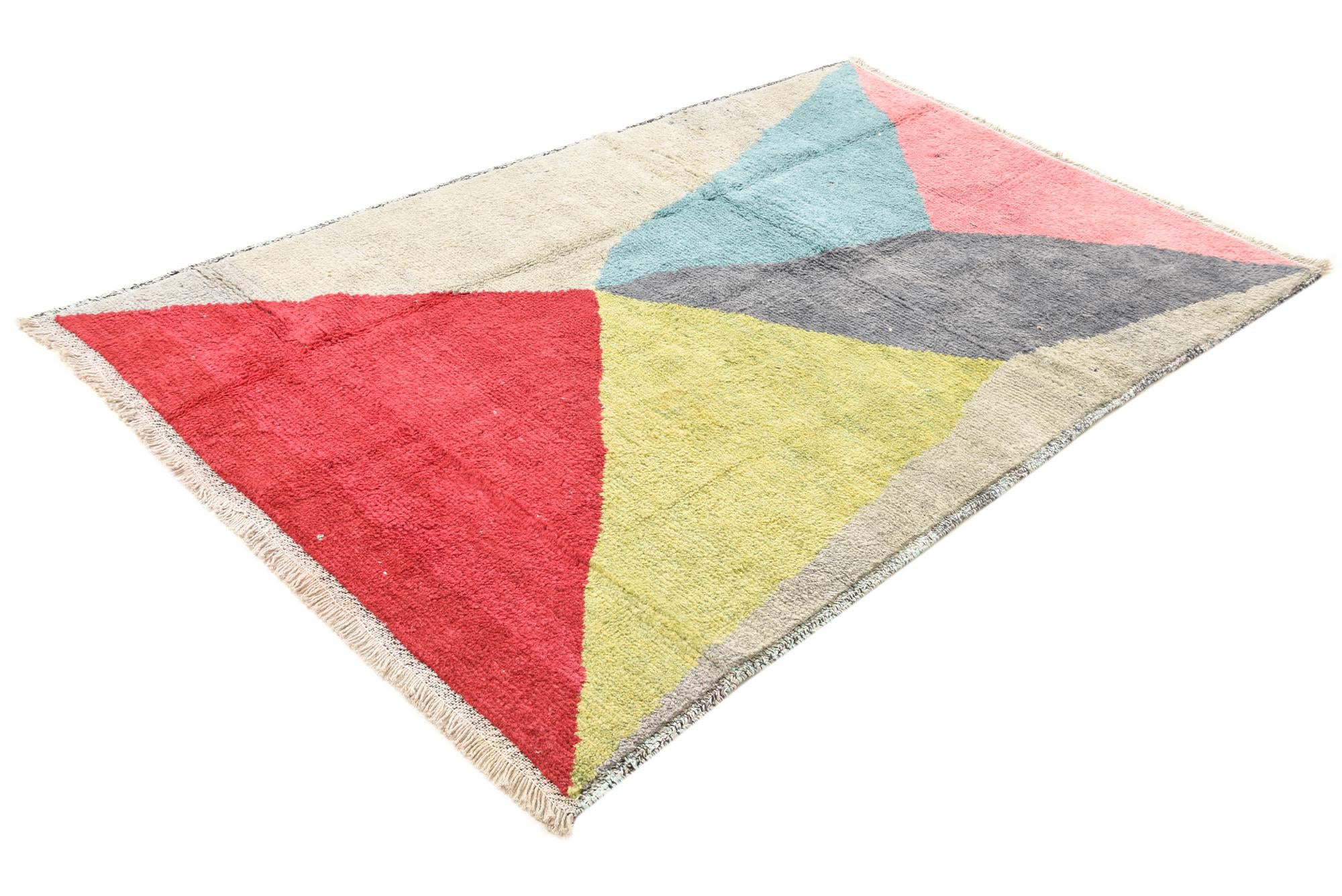 5' 2 x 8' 4 Hand Knotted Moroccan Wool Rug