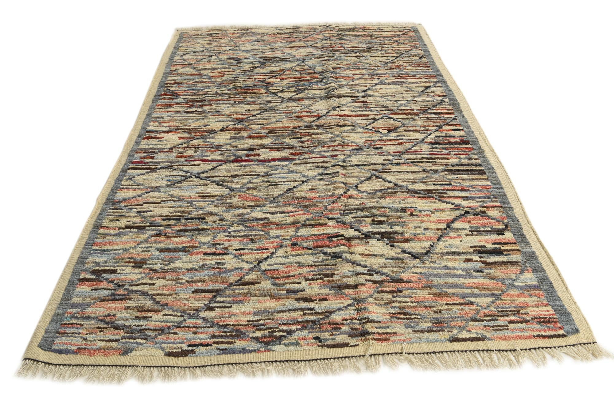 6' 1 x 9' 2 Hand Knotted Moroccan Wool Rug