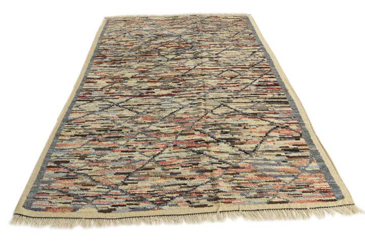 6' 1 x 9' 2 Hand Knotted Moroccan Wool Rug