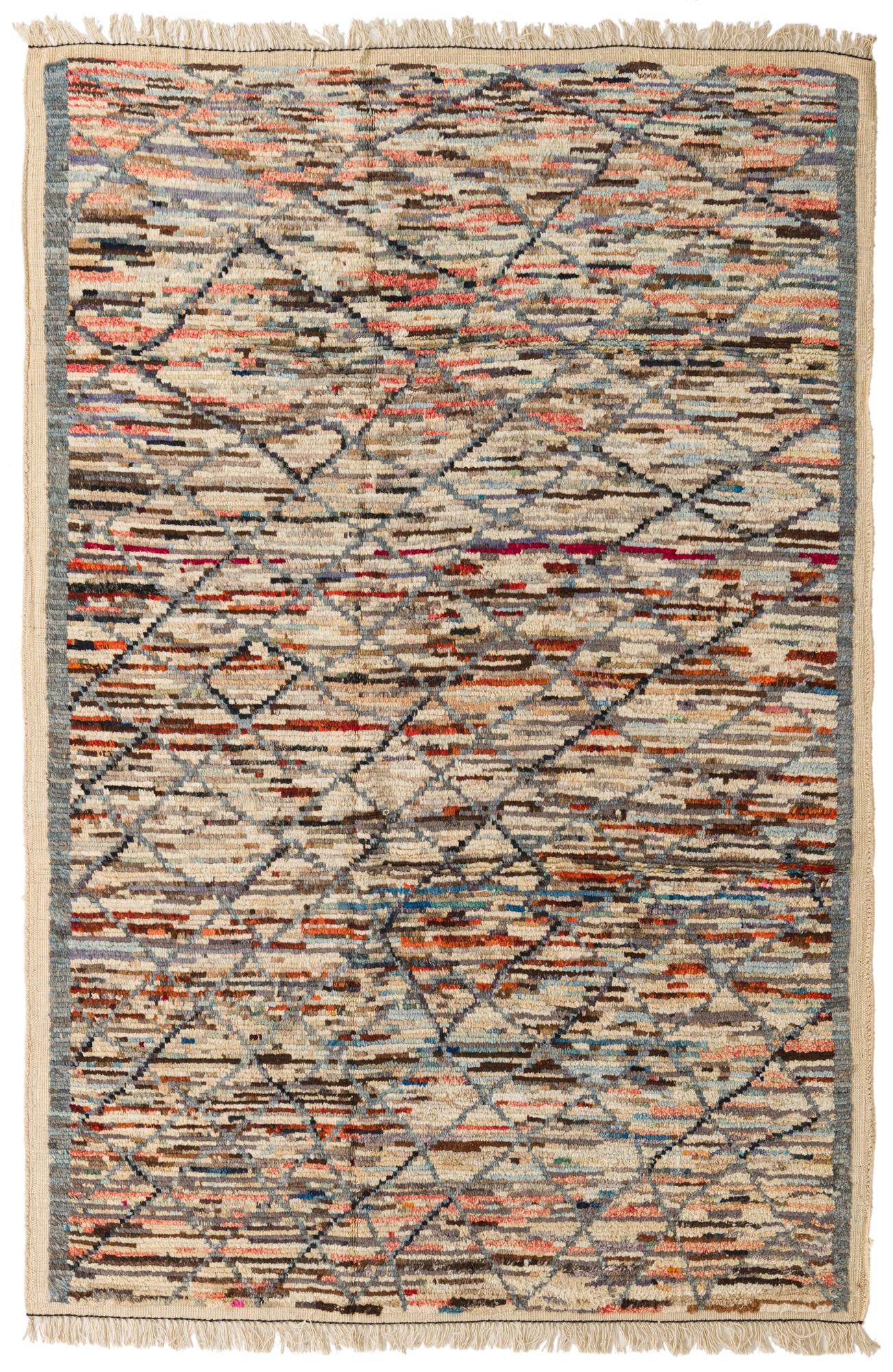 6' 1 x 9' 2 Hand Knotted Moroccan Wool Rug