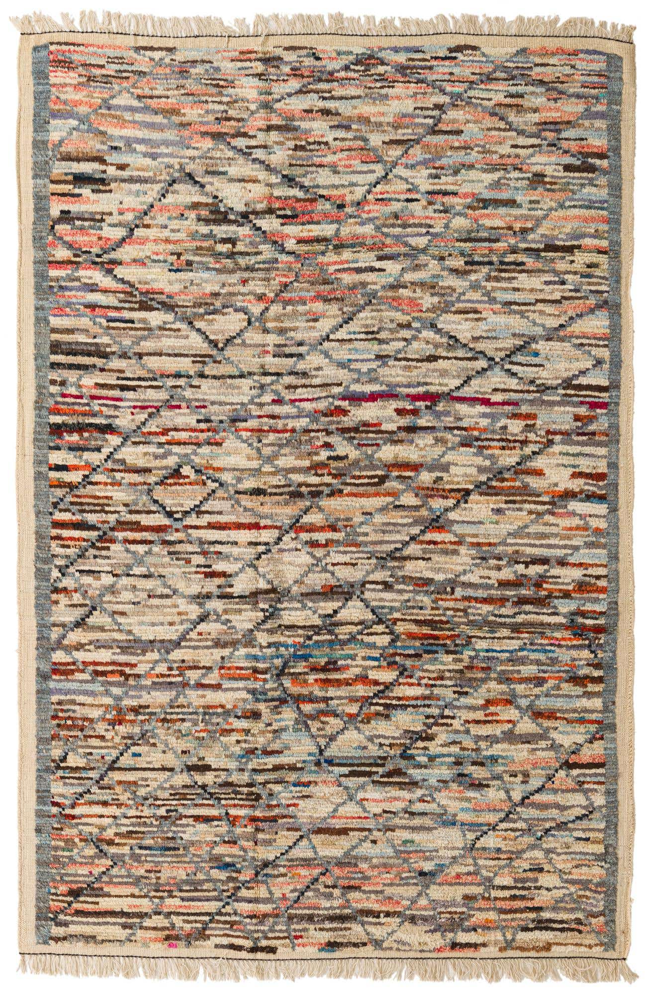 6' 1 x 9' 2 Hand Knotted Moroccan Wool Rug