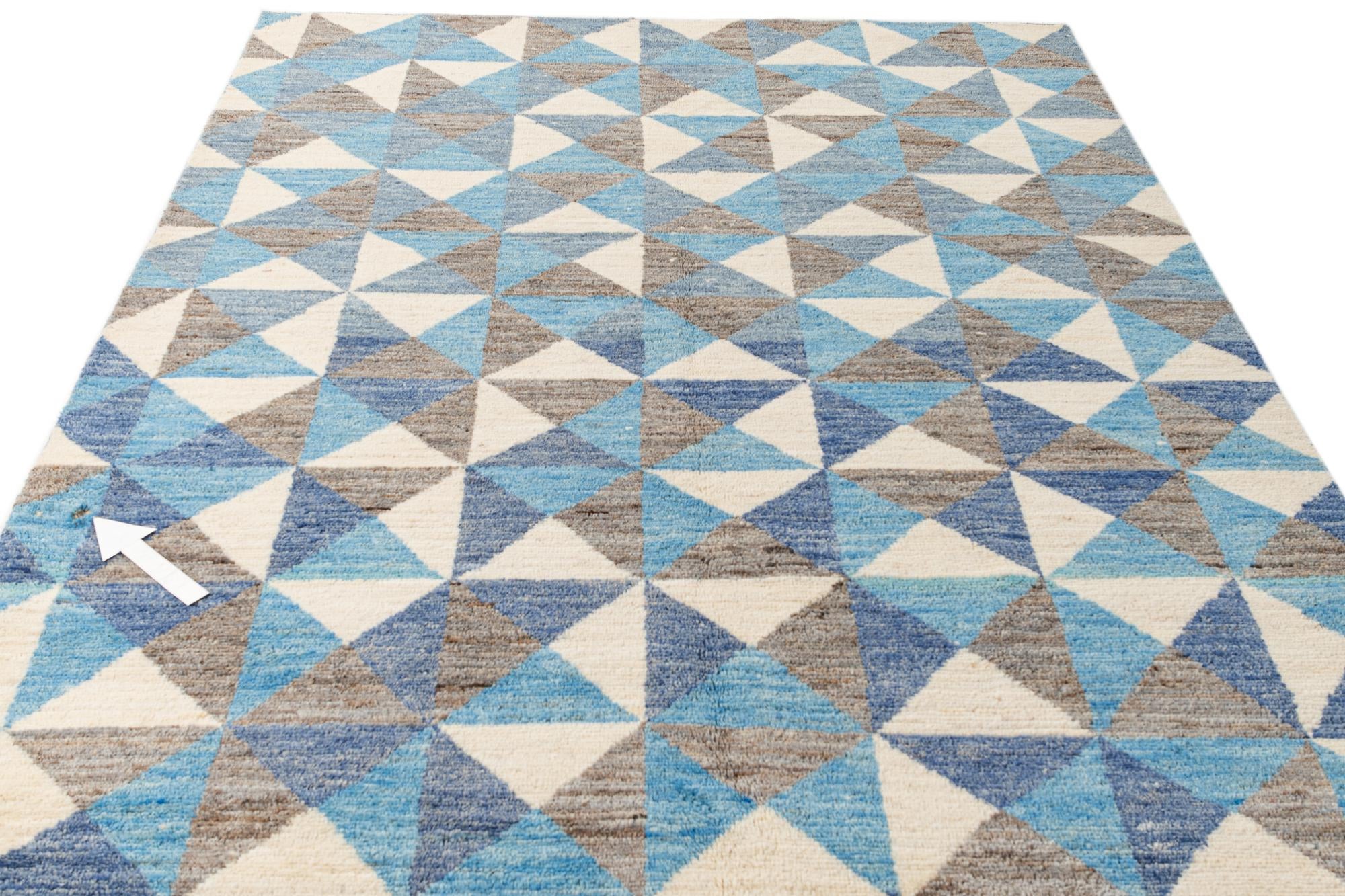 6' 5 x 10' 2 Hand Knotted Moroccan Wool Rug