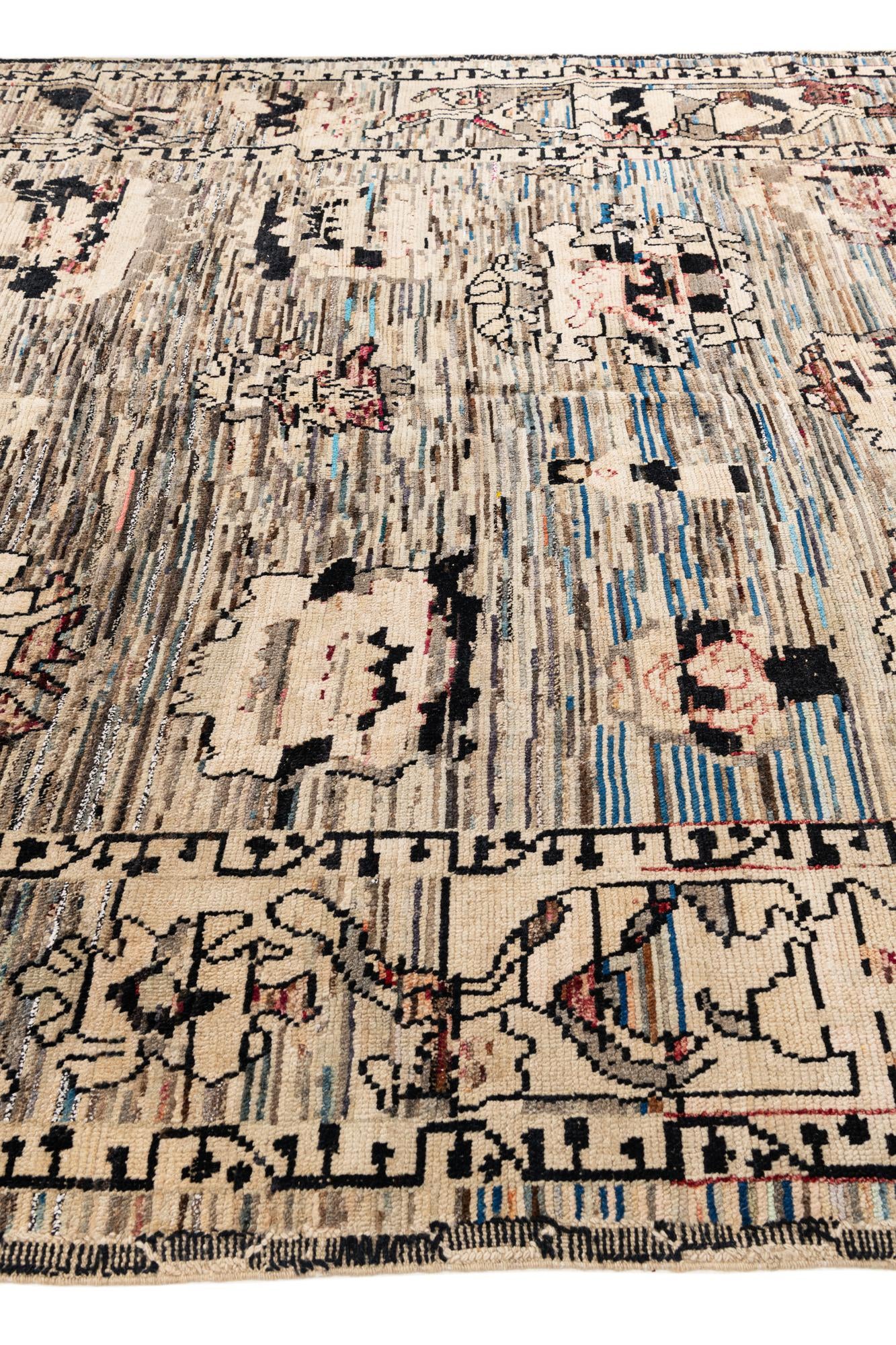 9' 8 x 12' 6 Hand Knotted Moroccan Wool Rug