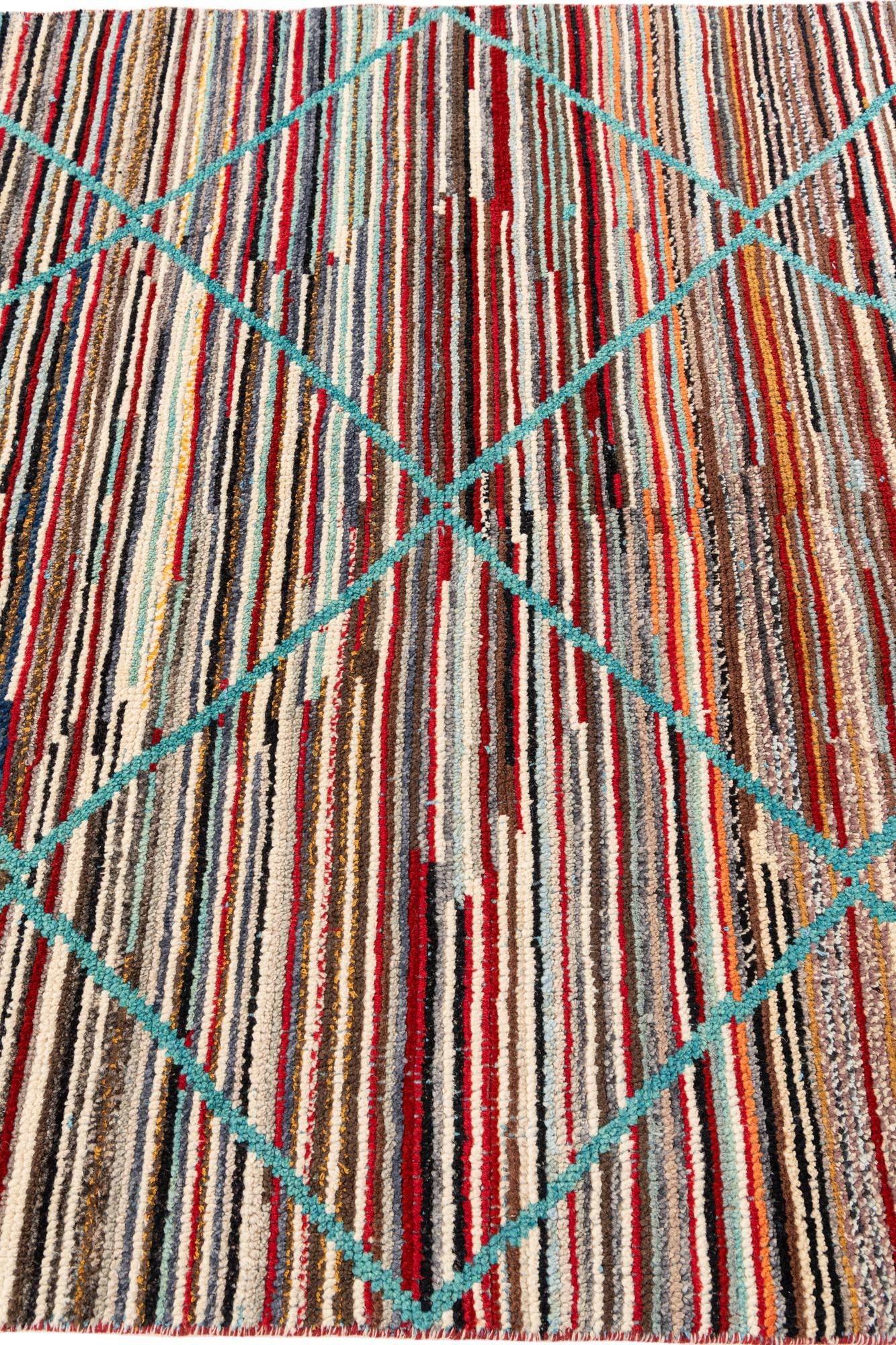 6' x 9' 2 Hand Knotted Moroccan Wool Rug