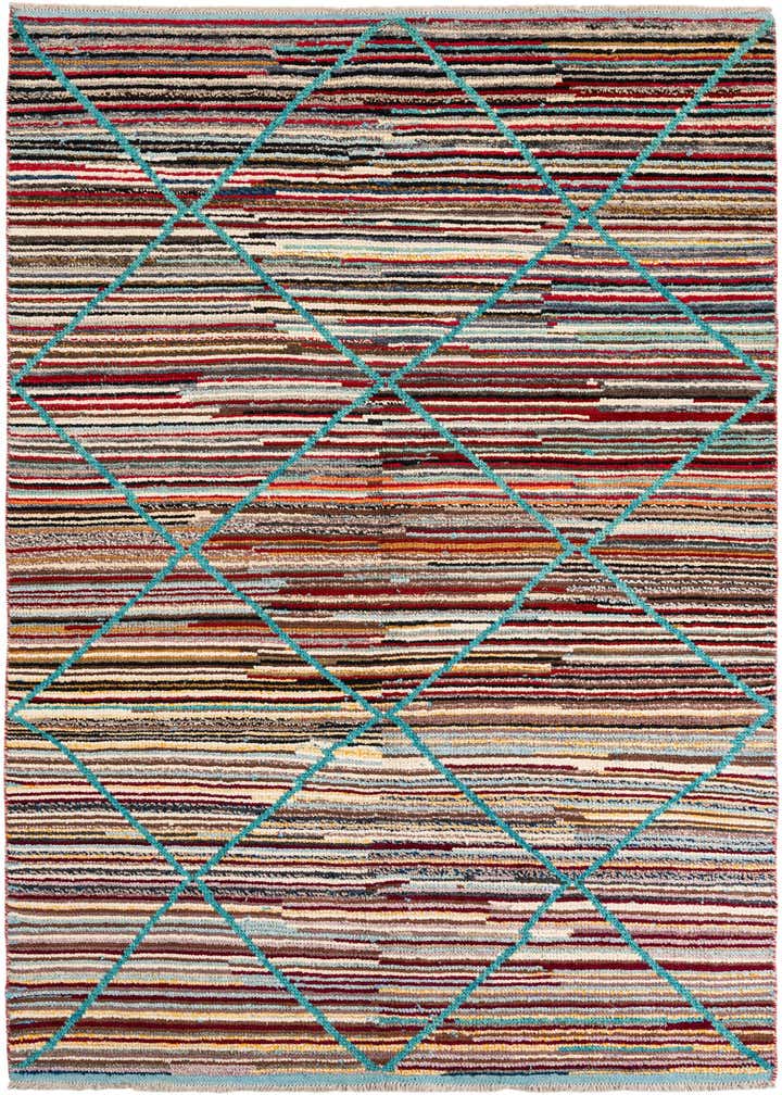 6' x 9' 2 Hand Knotted Moroccan Wool Rug
