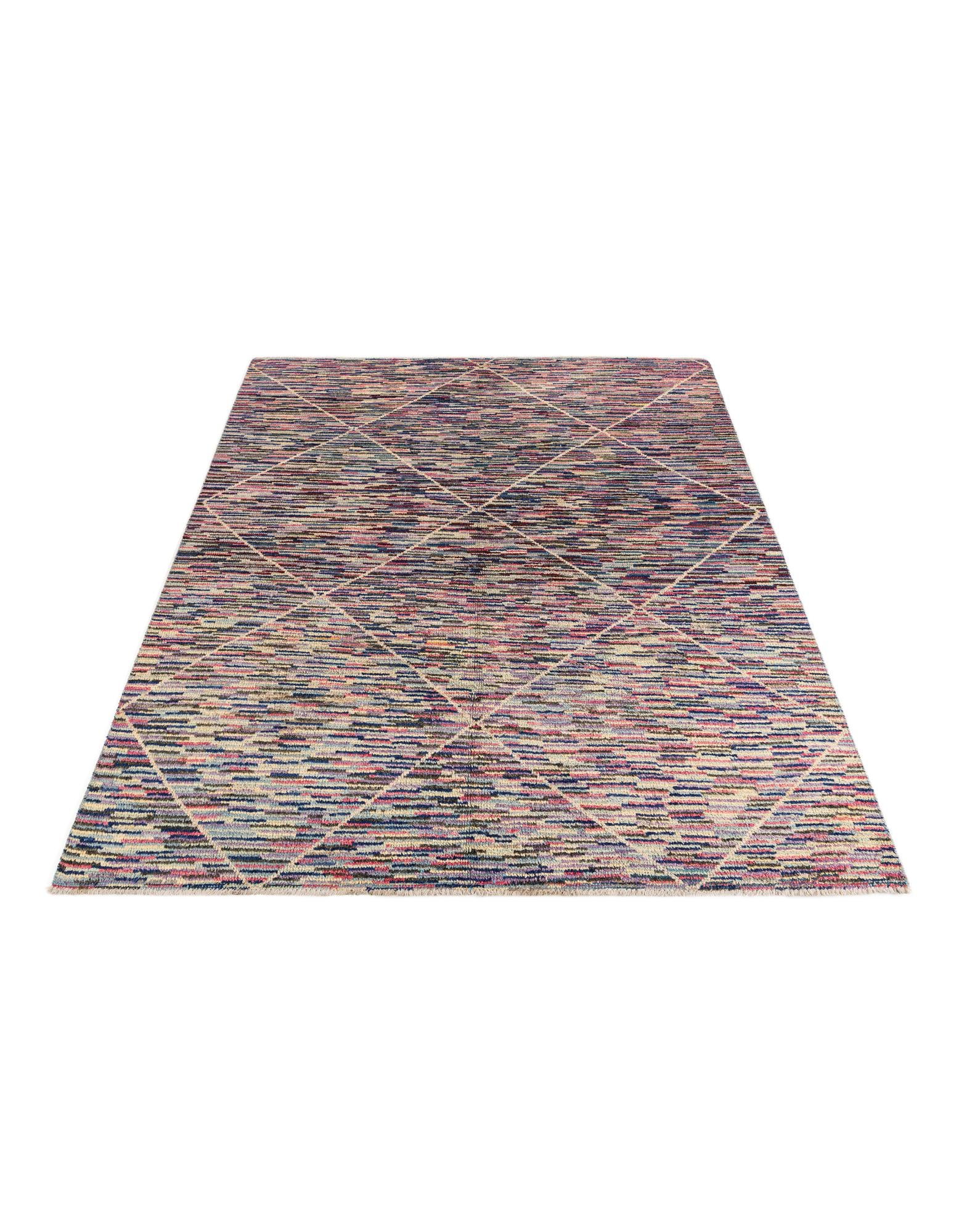 7' 9 x 9' 8 Hand Knotted Moroccan Wool Rug