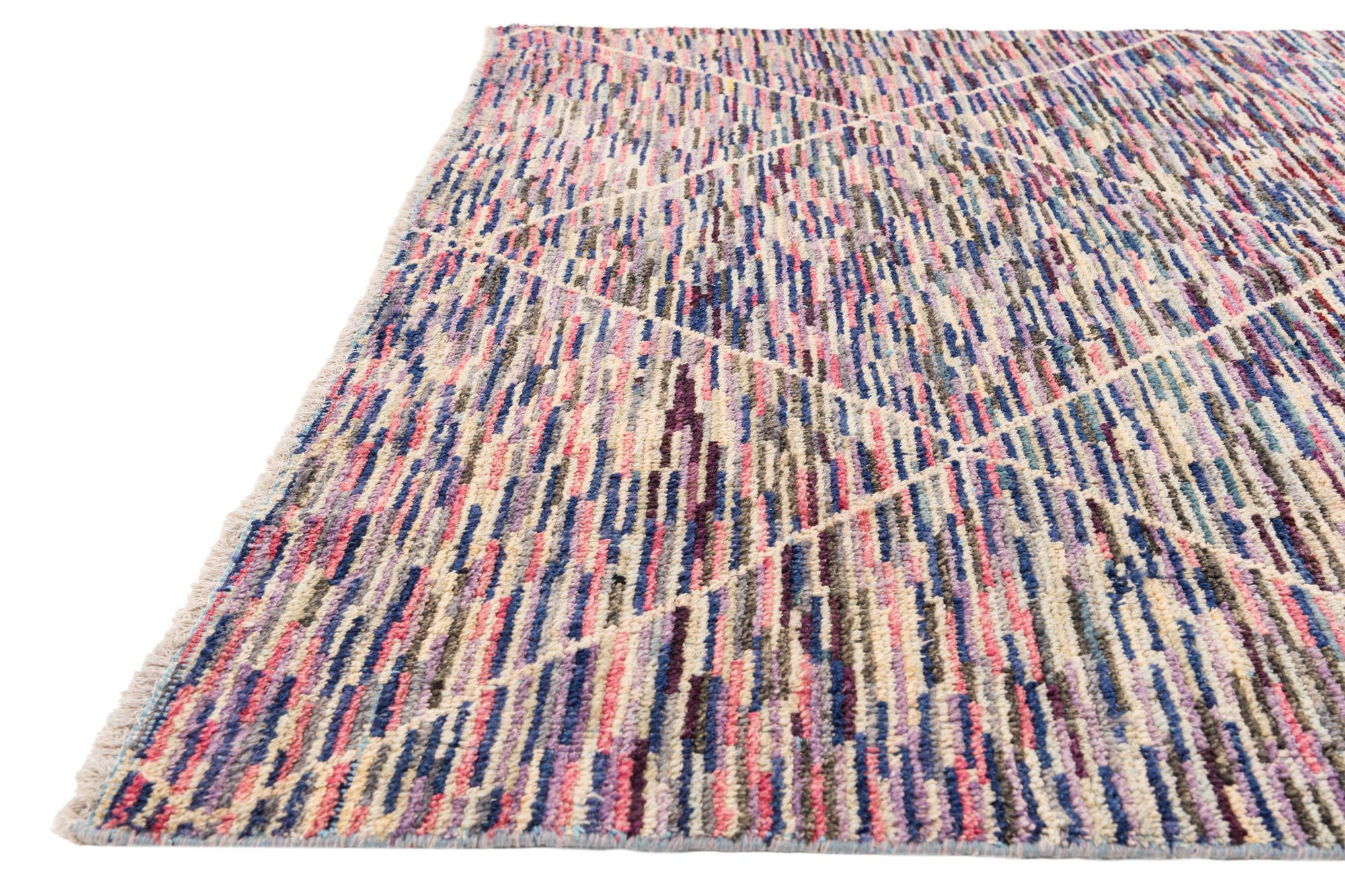 7' 9 x 9' 8 Hand Knotted Moroccan Wool Rug