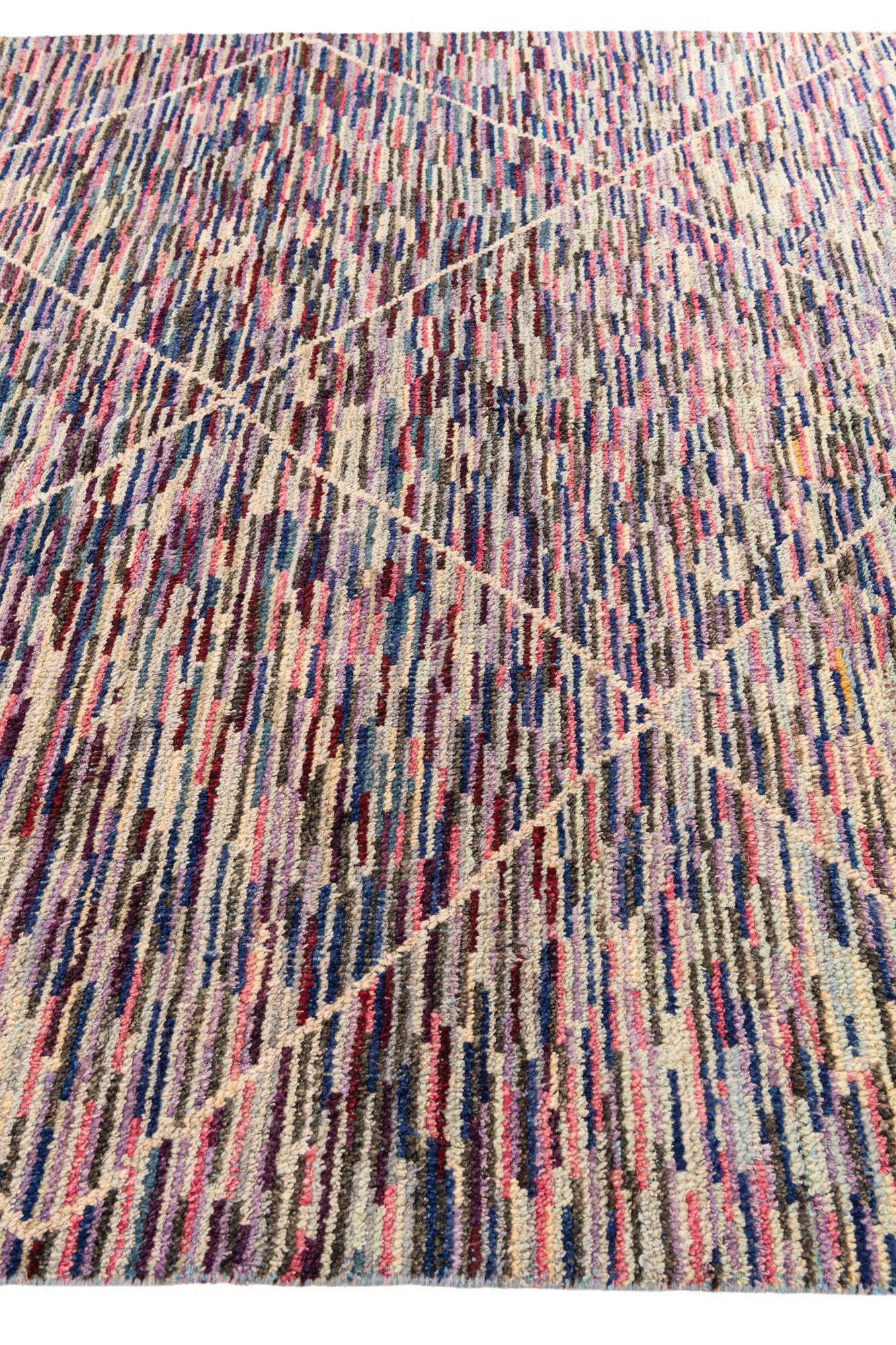 7' 9 x 9' 8 Hand Knotted Moroccan Wool Rug
