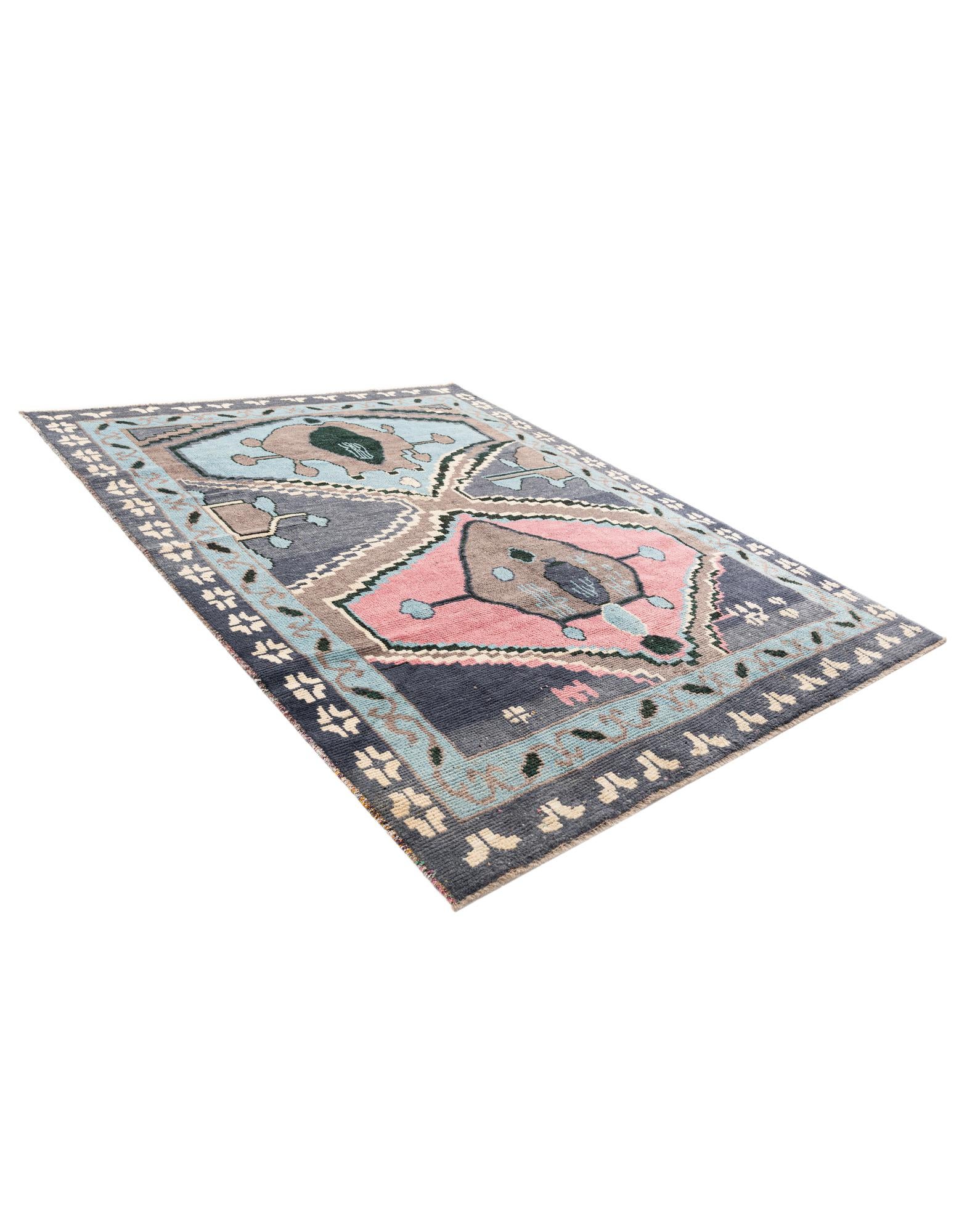 8' x 10' 3 Hand Knotted Moroccan Wool Rug