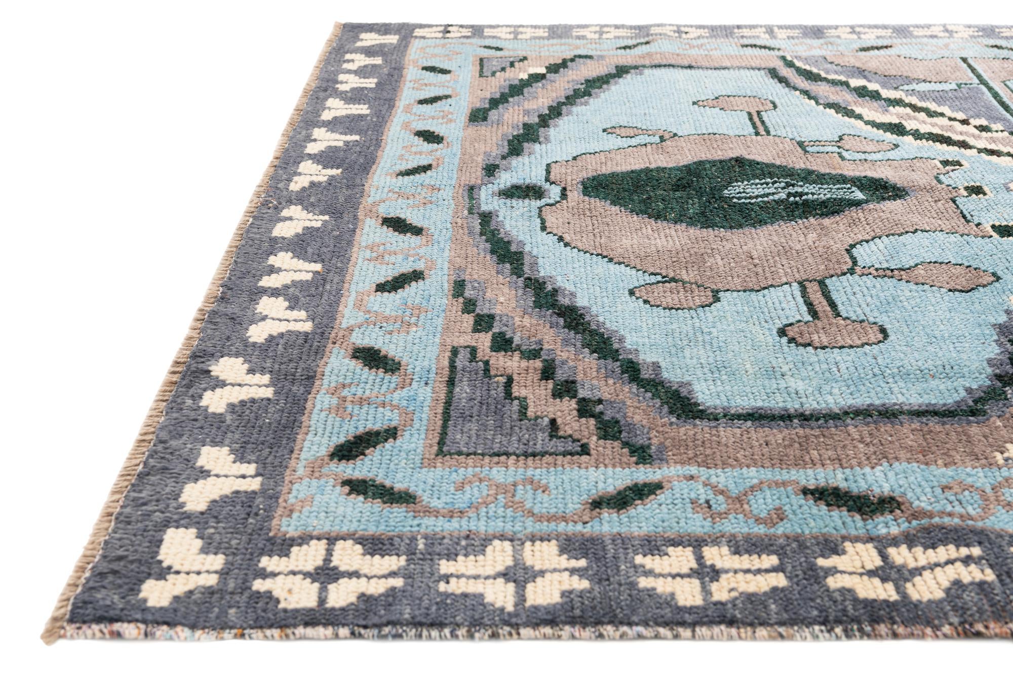 8' x 10' 3 Hand Knotted Moroccan Wool Rug