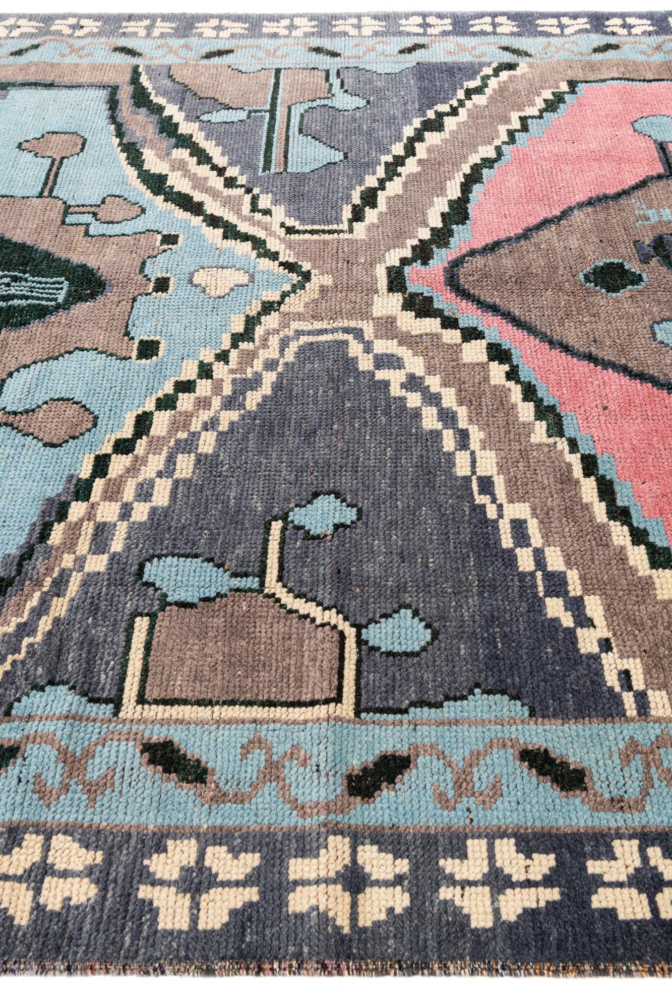 8' x 10' 3 Hand Knotted Moroccan Wool Rug