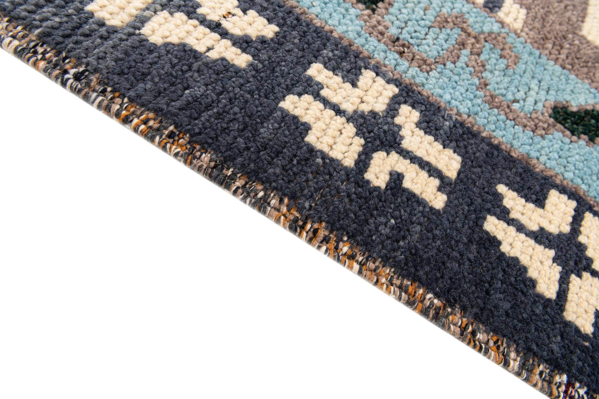 8' x 10' 3 Hand Knotted Moroccan Wool Rug