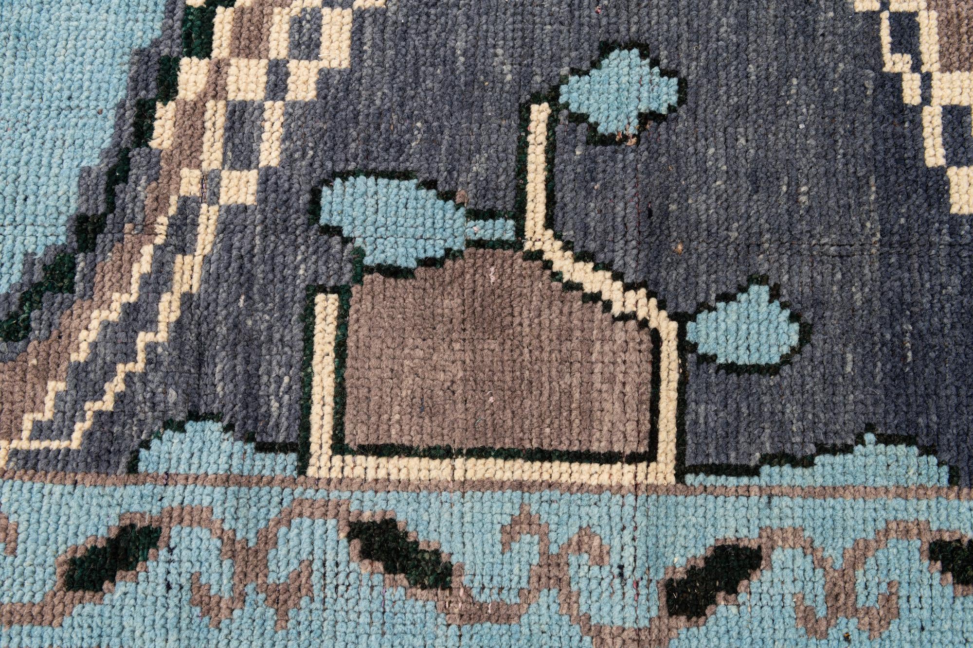 8' x 10' 3 Hand Knotted Moroccan Wool Rug