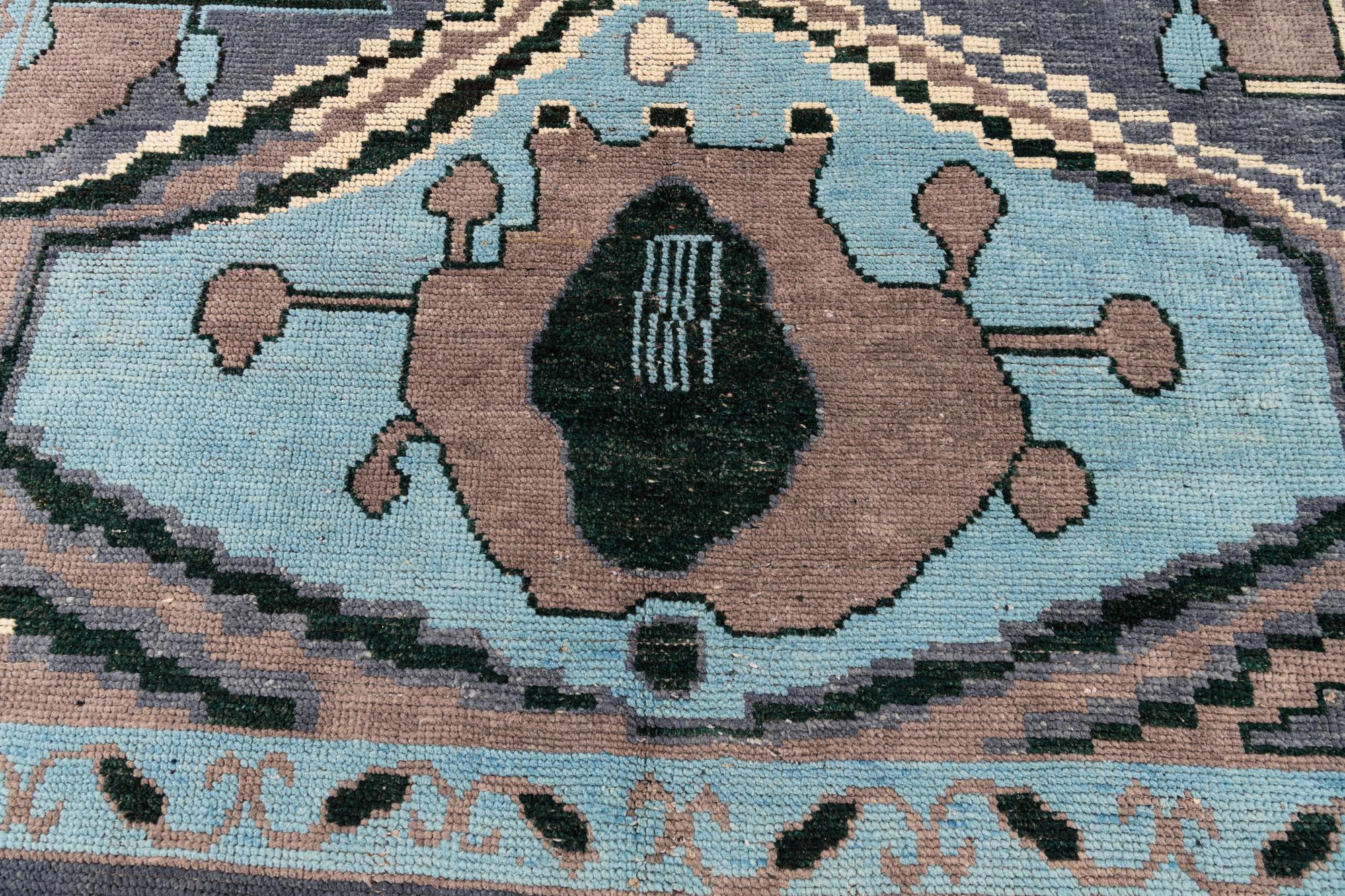 8' x 10' 3 Hand Knotted Moroccan Wool Rug