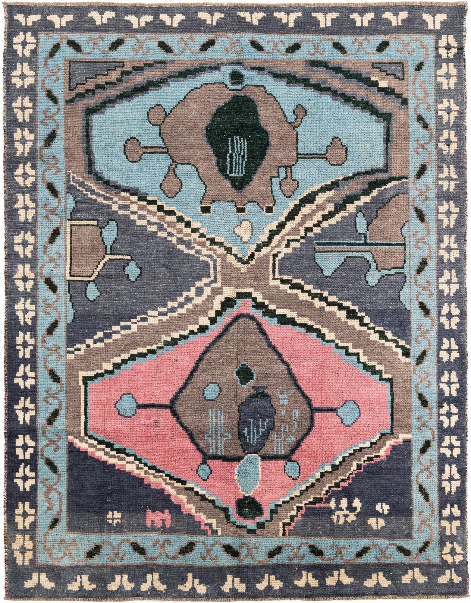 8' x 10' 3 Hand Knotted Moroccan Wool Rug