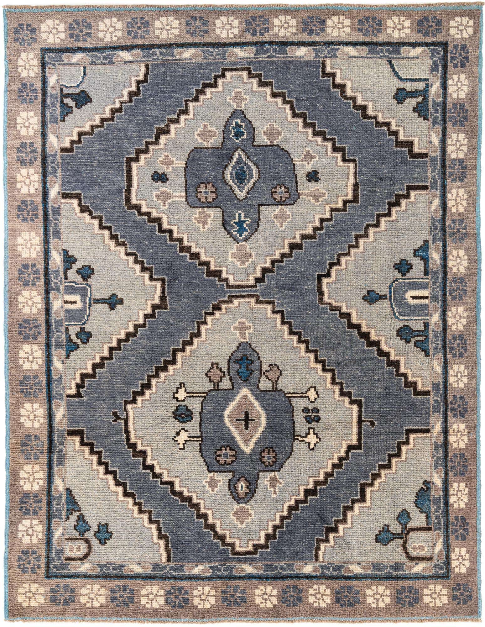 8' x 10' 5 Hand Knotted Moroccan Wool Rug