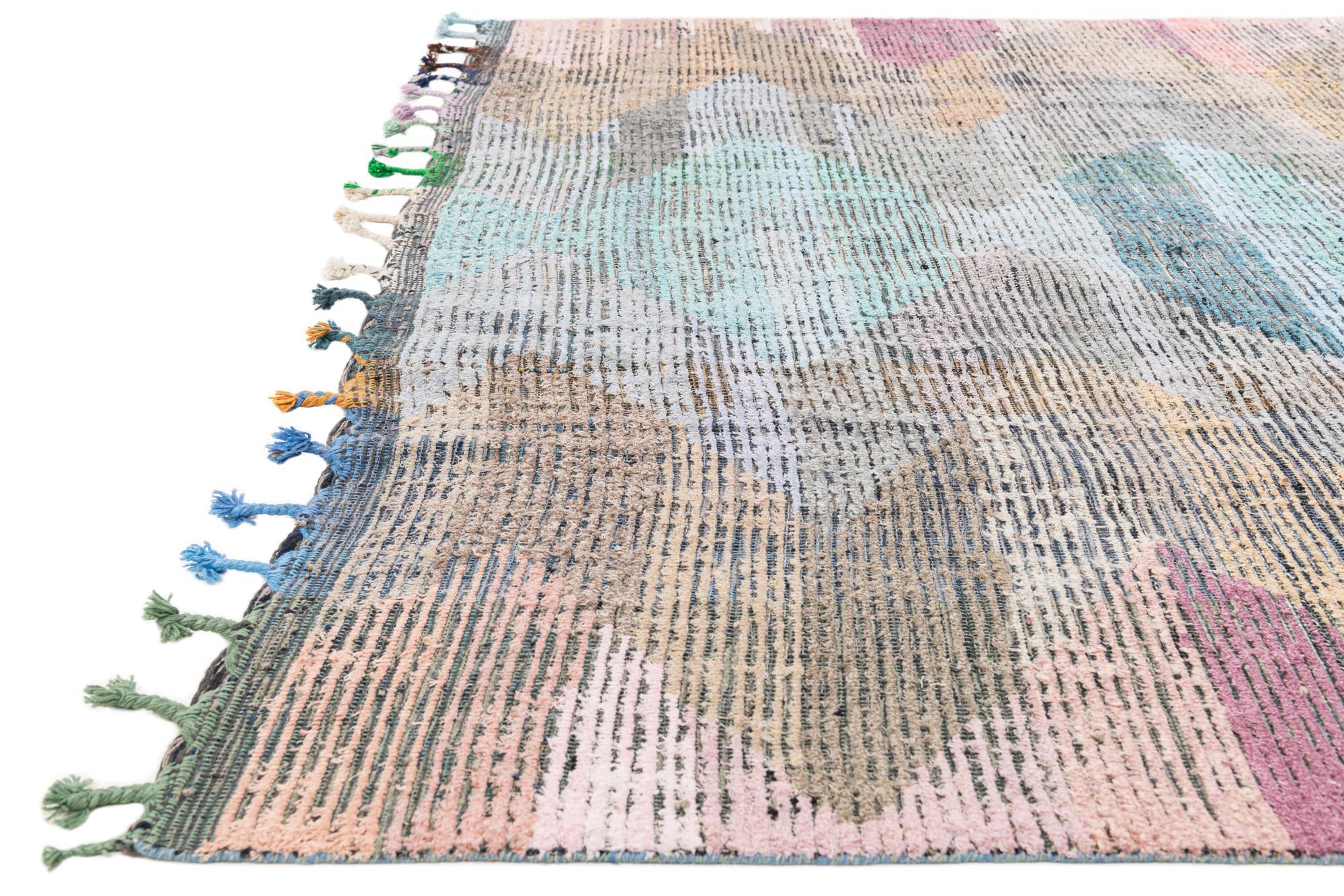 9' 2 x 11' 10 Hand Knotted Moroccan Wool Rug