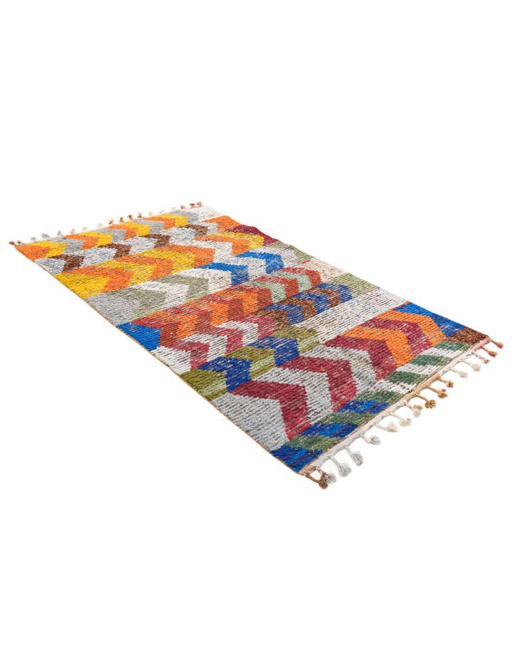 4' 9 x 7' 8 Hand Knotted Moroccan Wool Rug