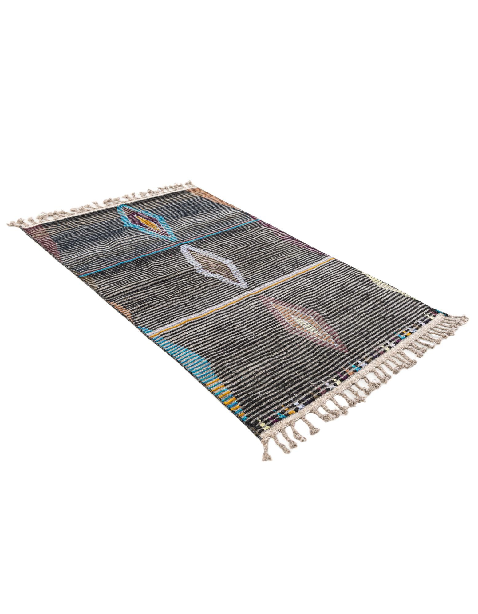 4' x 6' 2 Hand Knotted Moroccan Wool Rug
