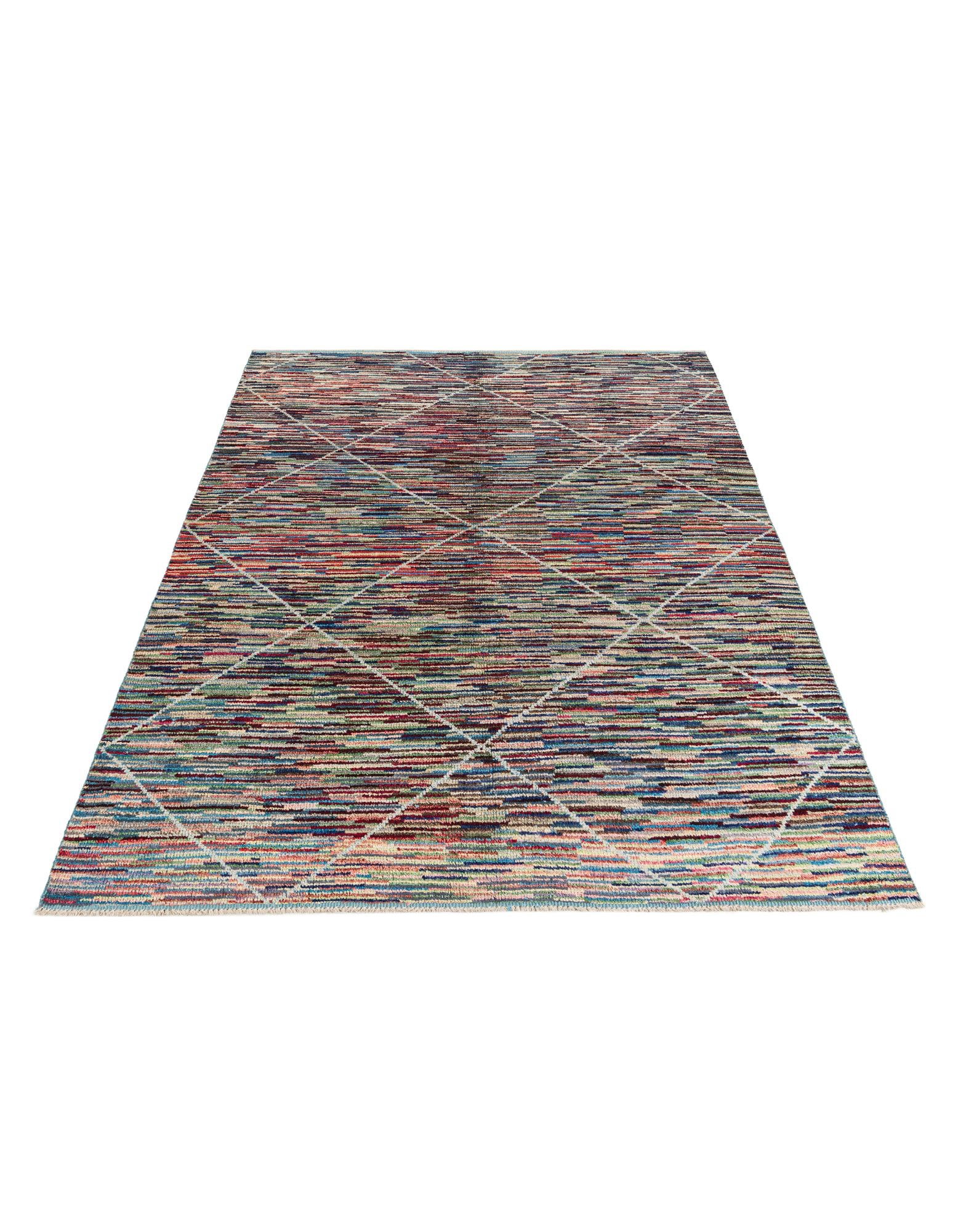 8' x 10' 4 Hand Knotted Moroccan Wool Rug