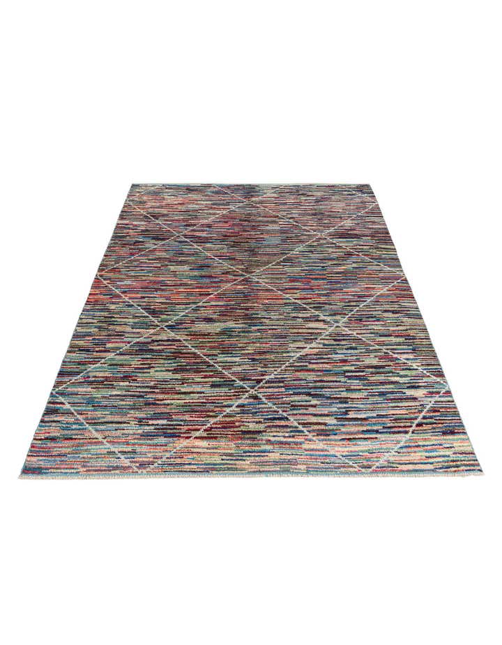 8' x 10' 4 Hand Knotted Moroccan Wool Rug
