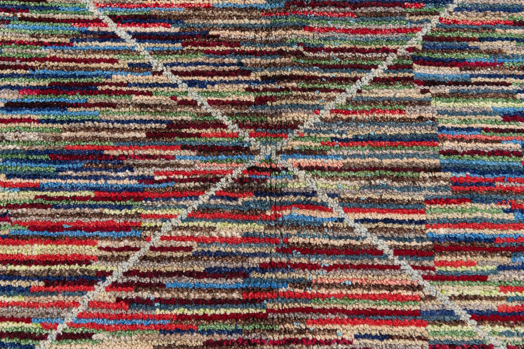 8' x 10' 4 Hand Knotted Moroccan Wool Rug