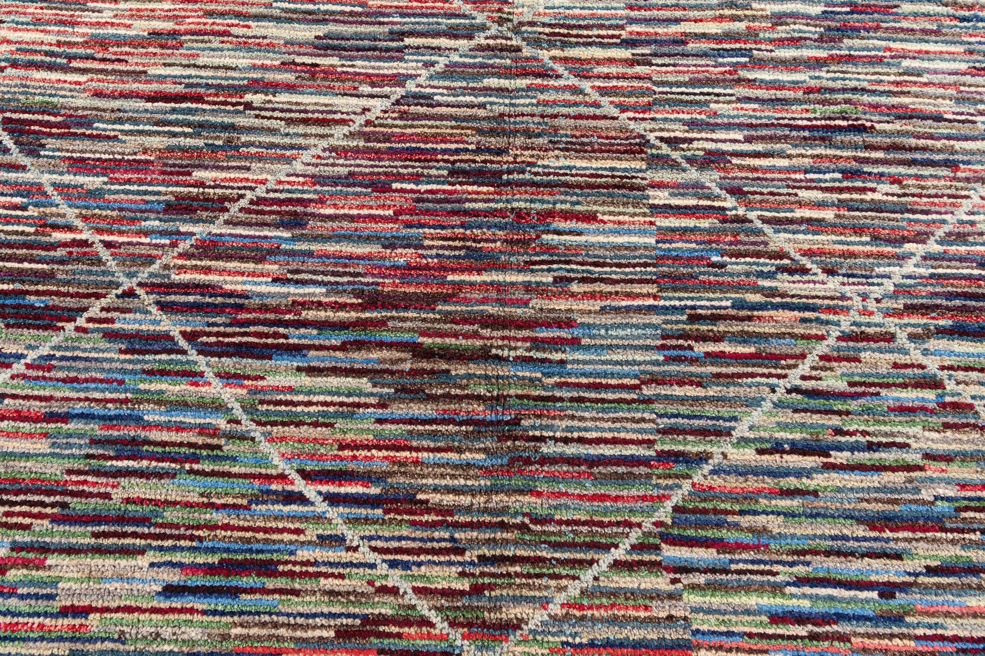 8' x 10' 4 Hand Knotted Moroccan Wool Rug