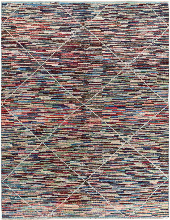 8' x 10' 4 Hand Knotted Moroccan Wool Rug