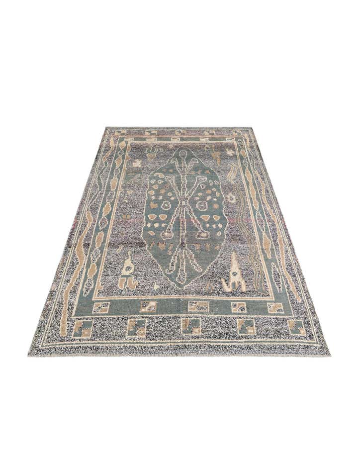 6' x 9' 5 Hand Knotted Moroccan Wool Rug