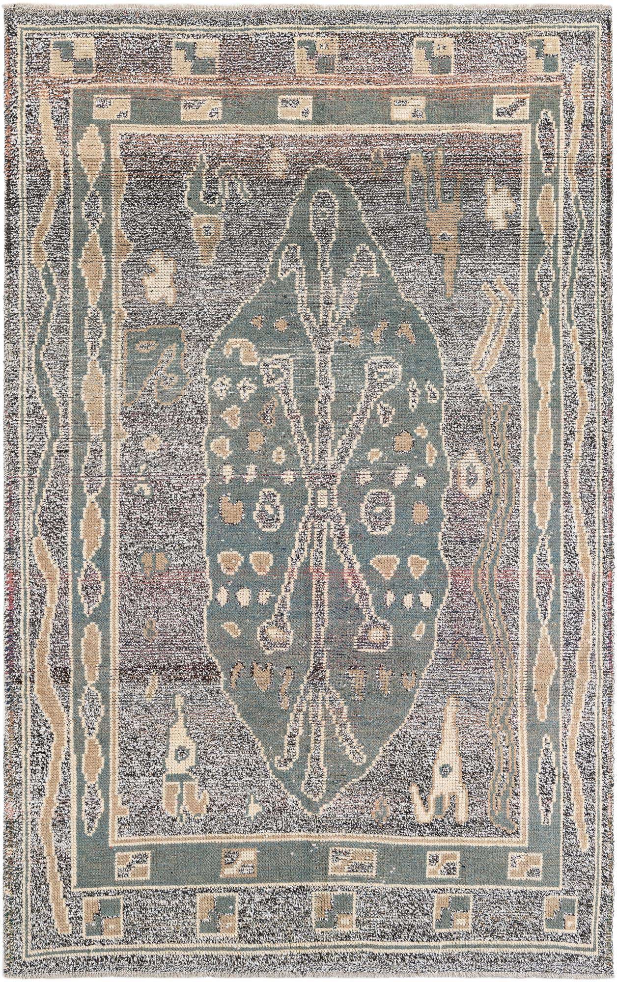 6' x 9' 5 Hand Knotted Moroccan Wool Rug