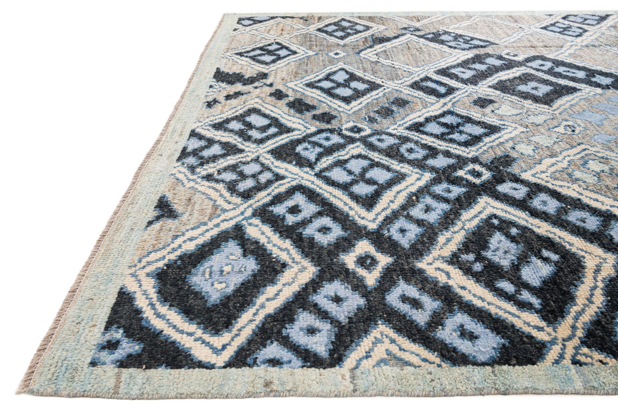 8' 2 x 10' 2 Hand Knotted Moroccan Wool Rug