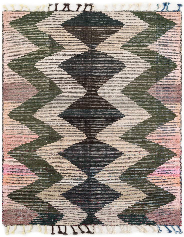 Detail image of 5' 7 x 8' Hand Knotted Moroccan Wool Rug