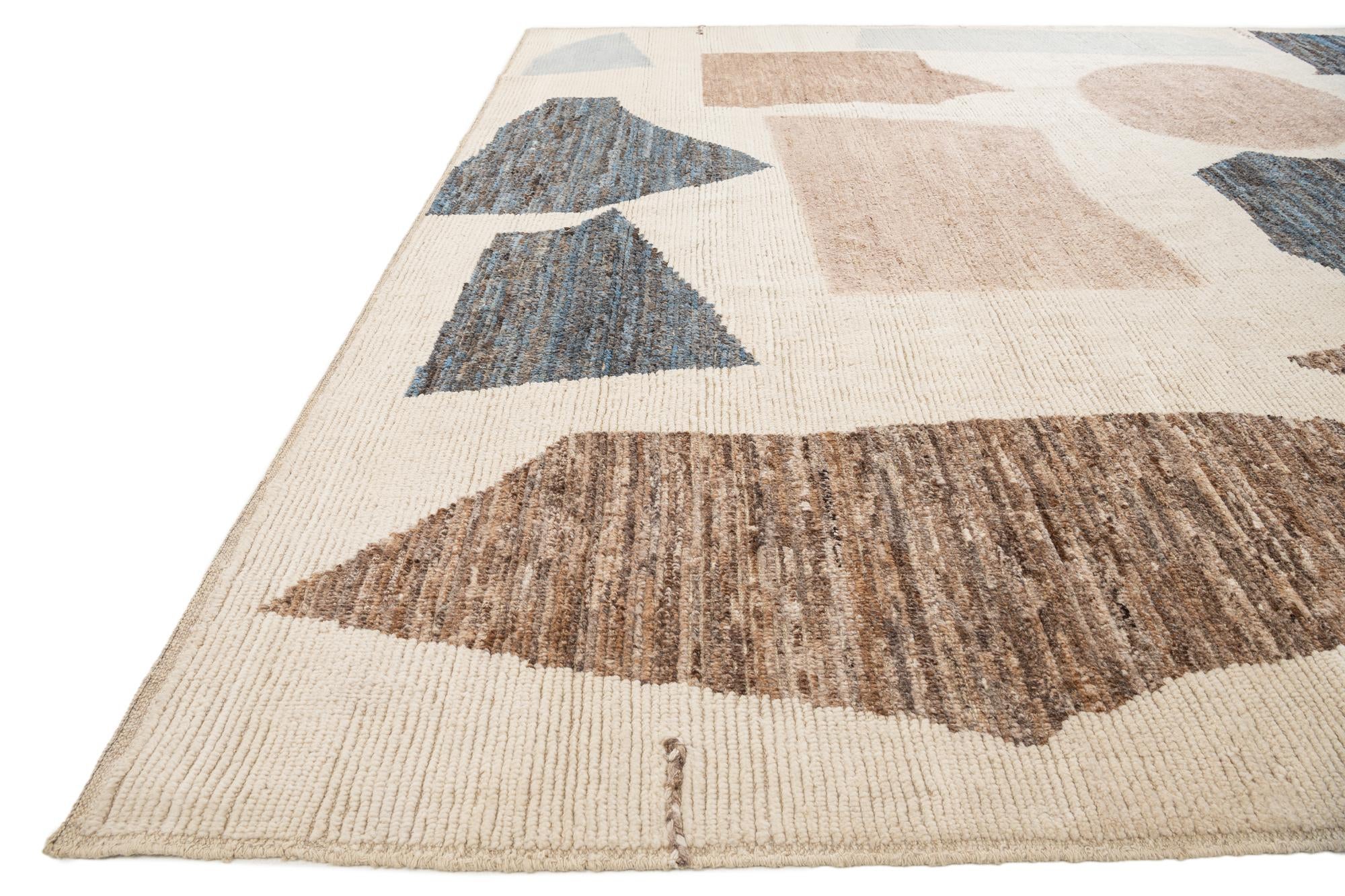 10' 7 x 14' 5 Hand Knotted Moroccan Wool Rug