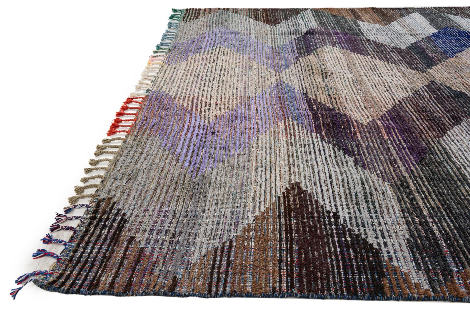 9' 1 x 12' 2 Hand Knotted Moroccan Wool Rug