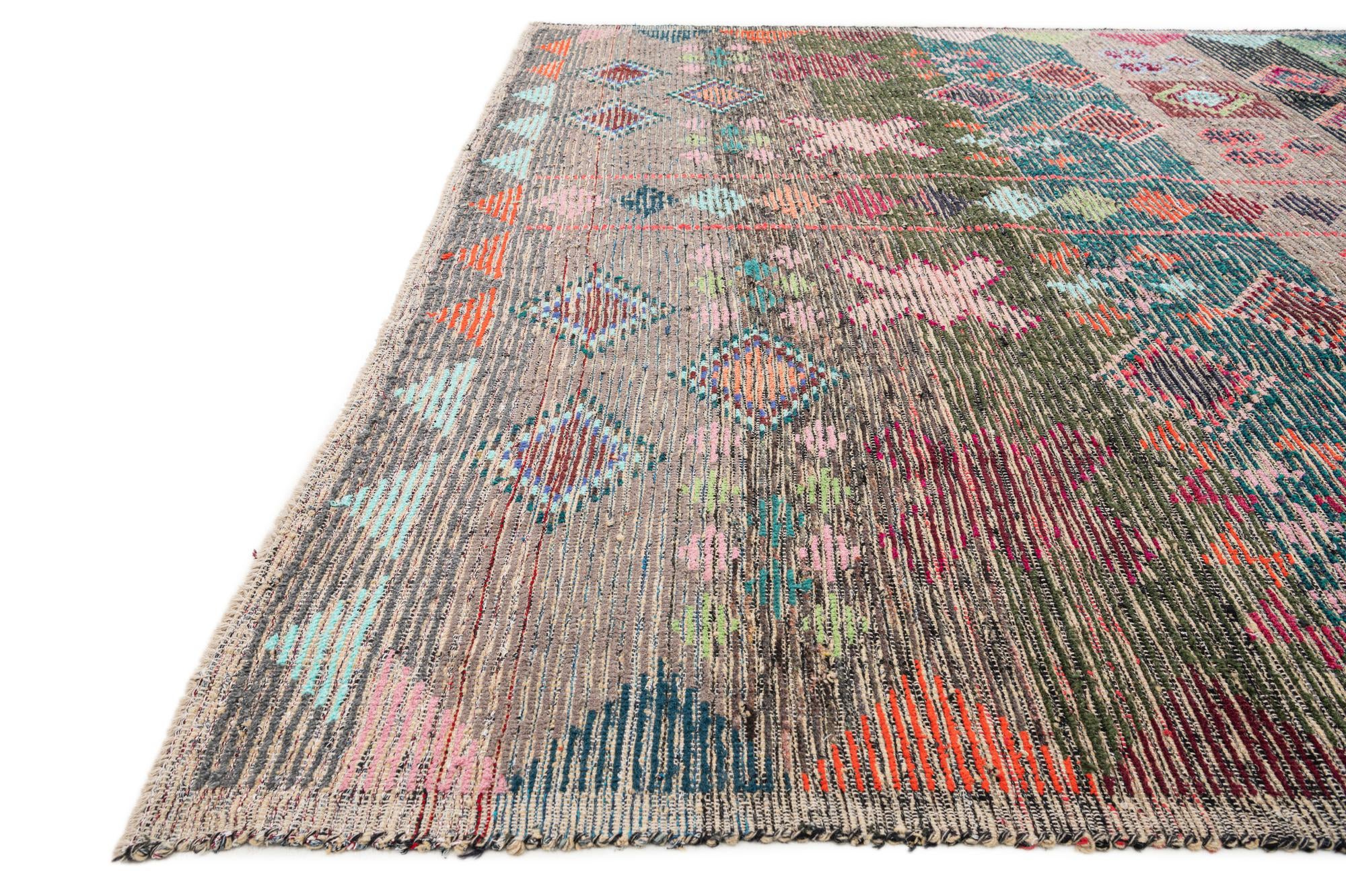 9' 6 x 12' 7 Hand Knotted Moroccan Wool Rug
