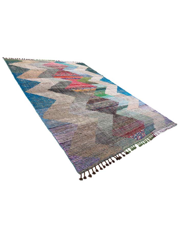 9' x 12' 4 Hand Knotted Moroccan Wool Rug