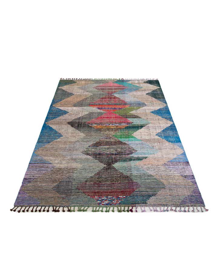 9' x 12' 4 Hand Knotted Moroccan Wool Rug