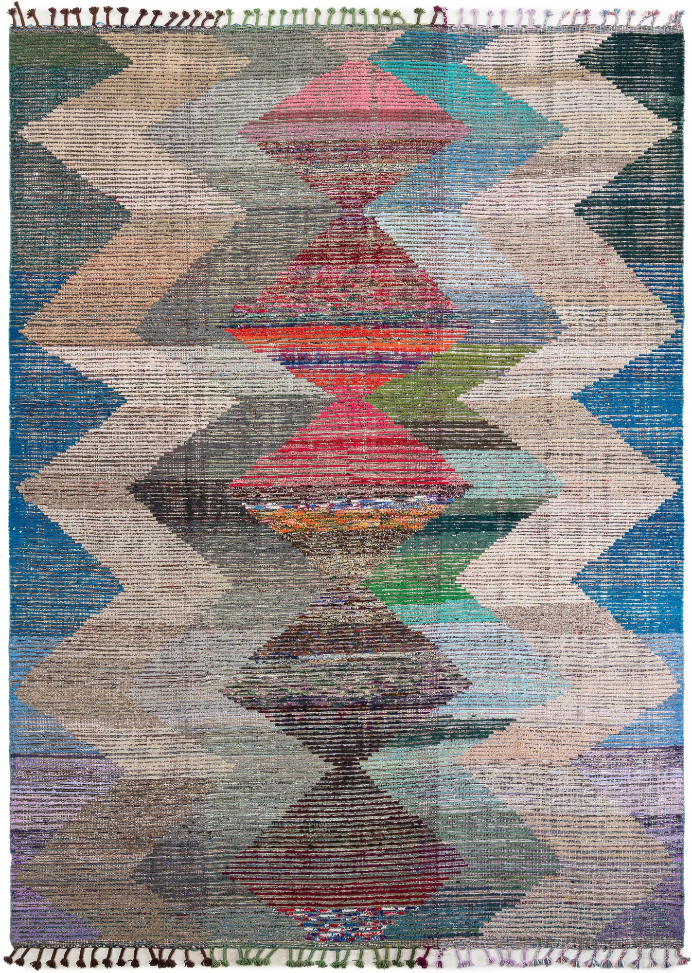 9' x 12' 4 Hand Knotted Moroccan Wool Rug