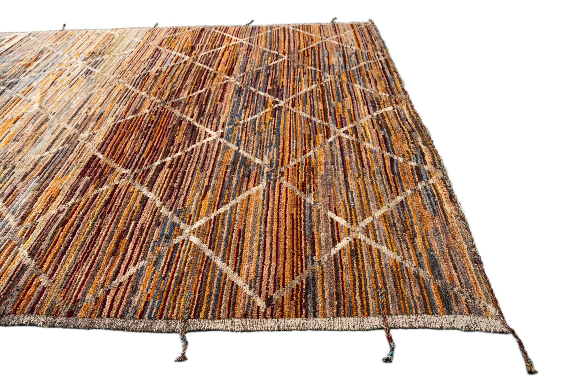 10' 8 x 13' 10 Hand Knotted Moroccan Wool Rug