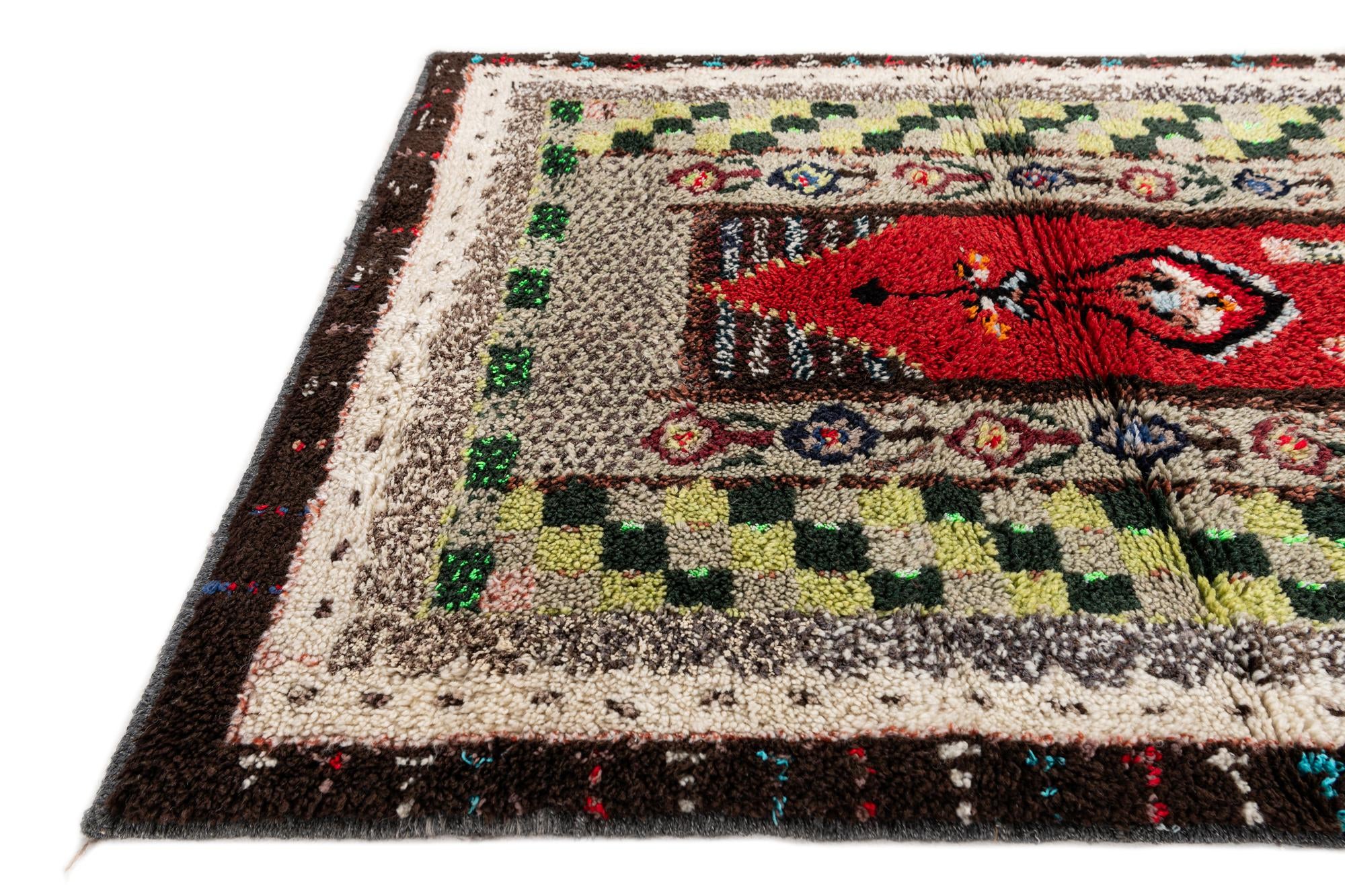 3' 8 x 7' Hand Knotted Moroccan Wool Rug