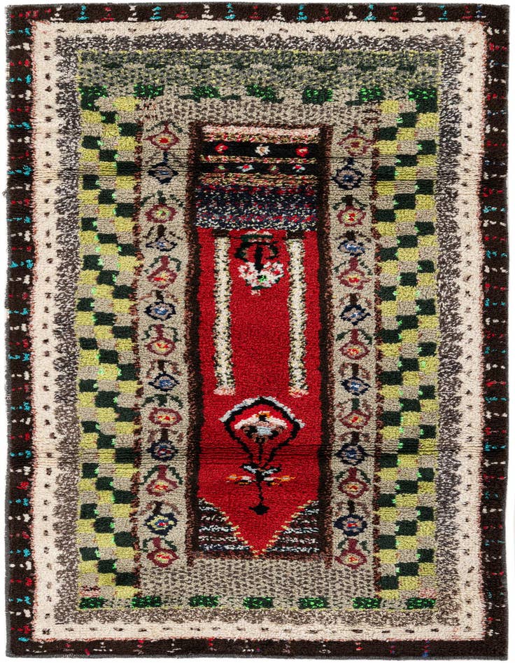Detail image of 3' 8 x 7' Hand Knotted Moroccan Wool Rug