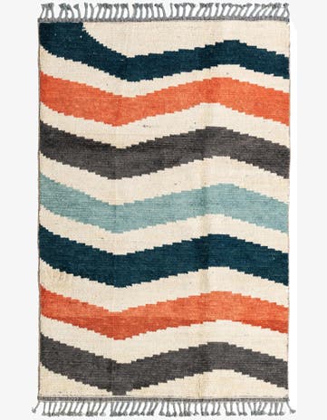 4' 2 x 6' 5 Hand Knotted Moroccan Wool Rug